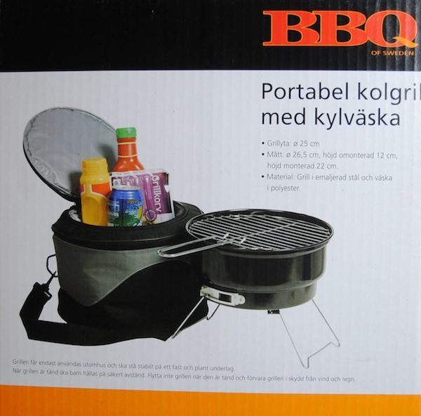 svéd, kompakt, hordozható, hűtőtáskával kombinált piknik grillsütő